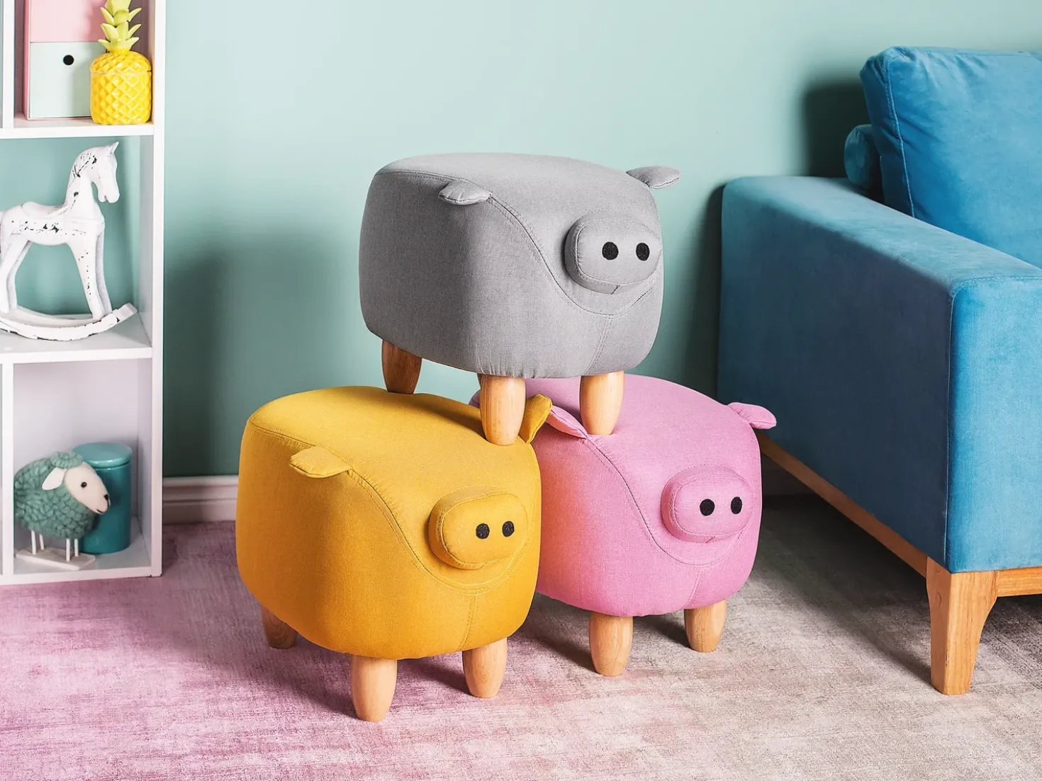 Pouf animaletto PIGGY Tessuto Grigio chiaro Maiale