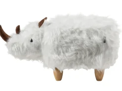 Pouf animaletto WOOLLY Finta pelliccia Bianco Rinocerone