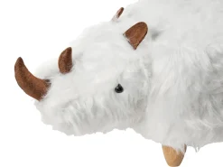 Pouf animaletto WOOLLY Finta pelliccia Bianco Rinocerone