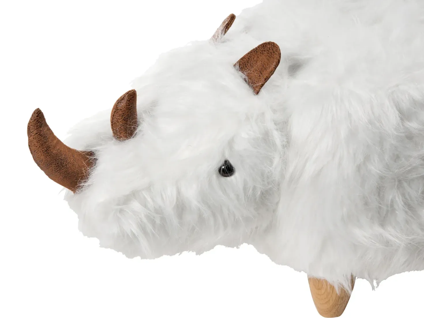 Pouf animaletto WOOLLY Finta pelliccia Bianco Rinocerone