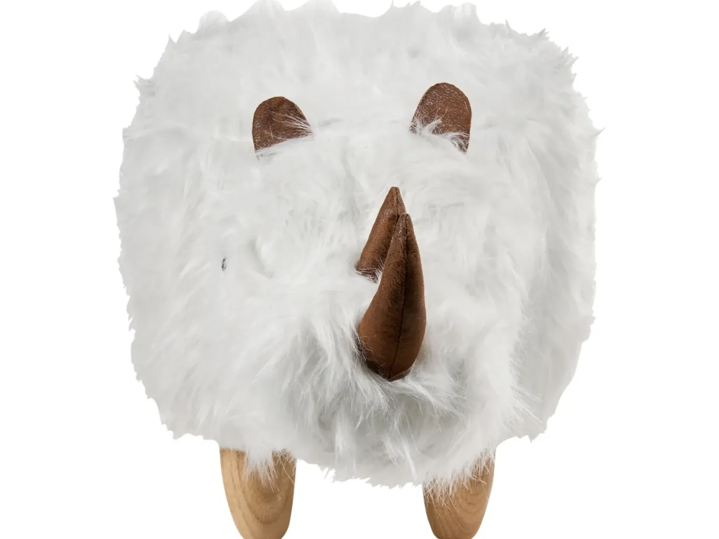 Pouf animaletto WOOLLY Finta pelliccia Bianco Rinocerone