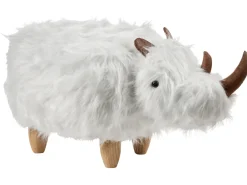 Pouf animaletto WOOLLY Finta pelliccia Bianco Rinocerone