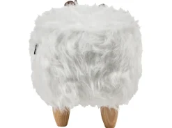 Pouf animaletto WOOLLY Finta pelliccia Bianco Rinocerone