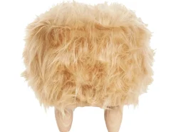 Pouf animaletto WOOLLY Finta pelliccia Beige sabbia Rinocerone