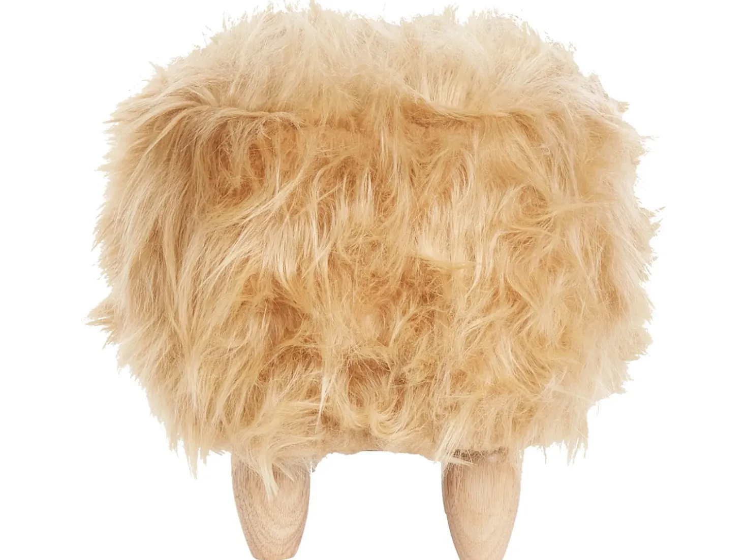 Pouf animaletto WOOLLY Finta pelliccia Beige sabbia Rinocerone