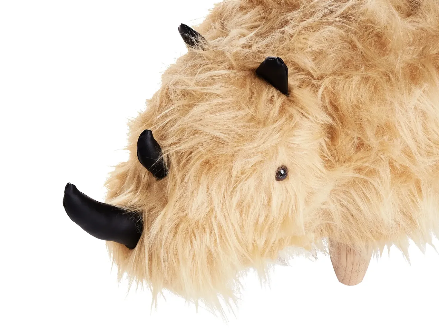 Pouf animaletto WOOLLY Finta pelliccia Beige sabbia Rinocerone