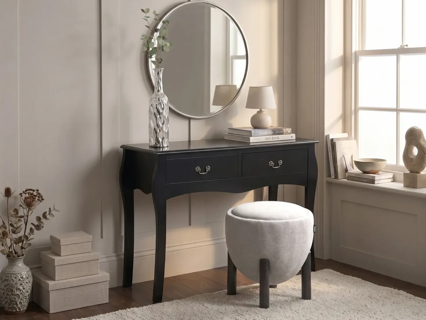Pouf ARCHIE Lino sintetico Grigio