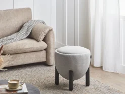 Pouf ARCHIE Lino sintetico Grigio