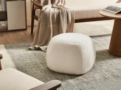Pouf BARRON Bouclé Bianco sporco