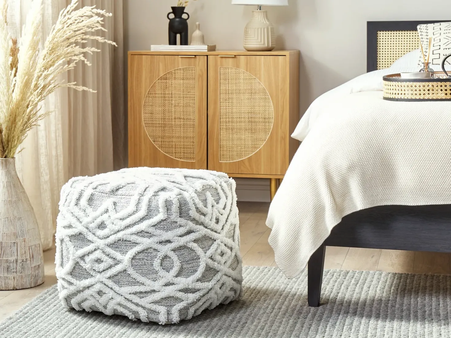 Pouf BHILWARA Cotone Grigio