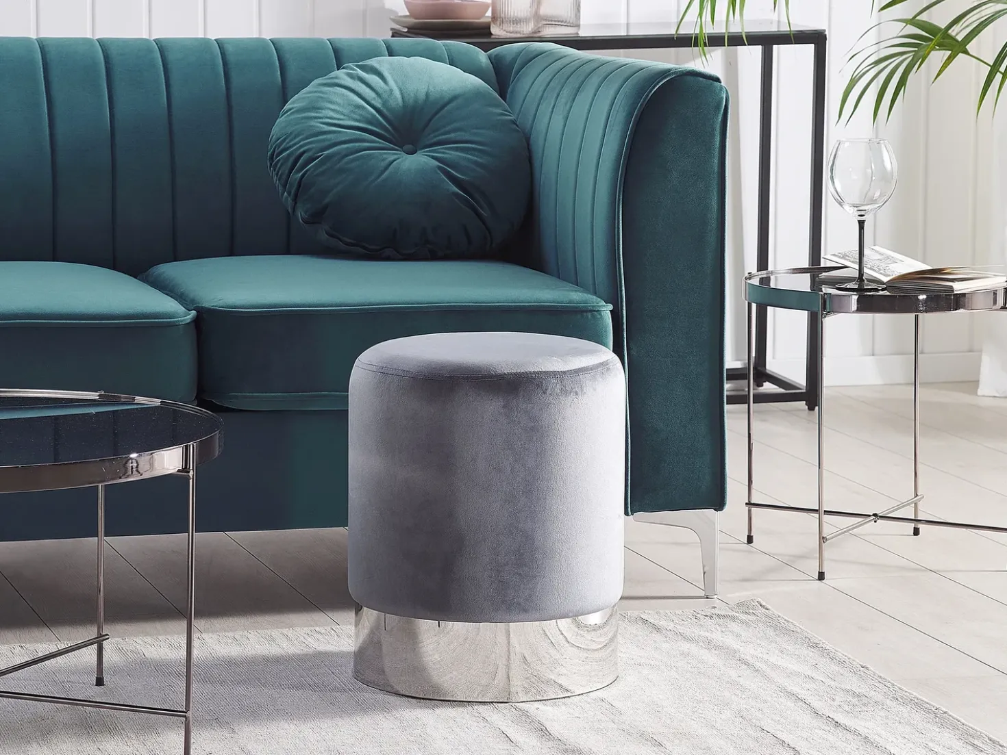 Pouf BRIGITTE Velluto Grigio