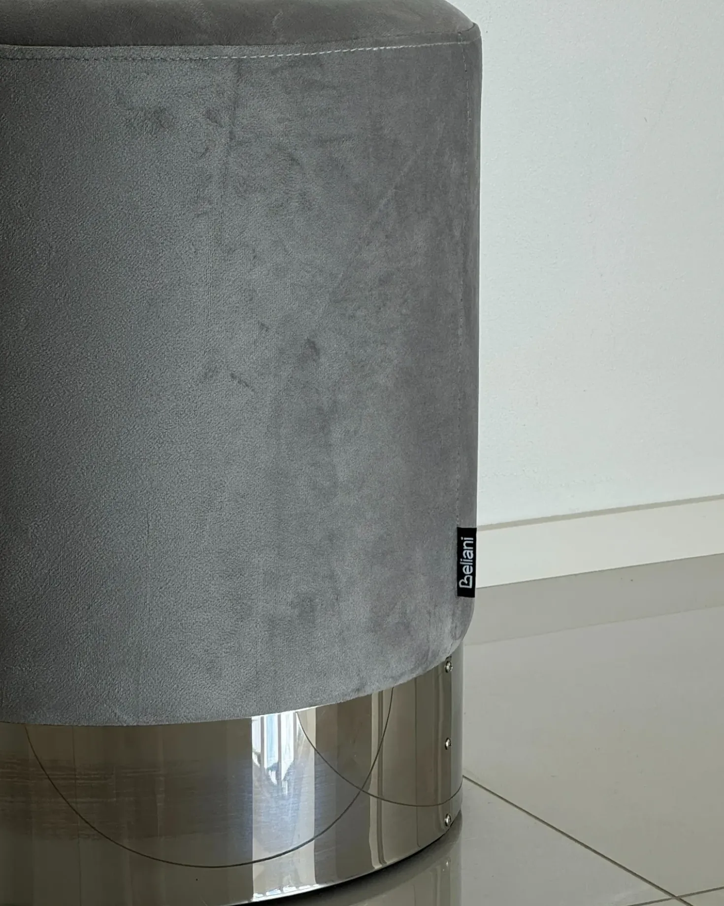 Pouf BRIGITTE Velluto Grigio