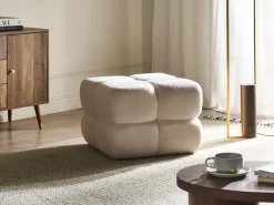 Pouf CALIENTE Bouclé Bianco sporco
