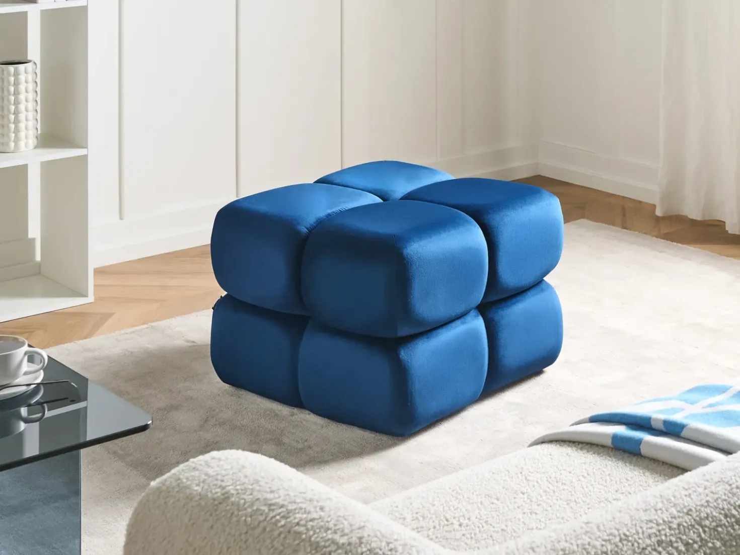 Pouf CALIENTE Velluto Blu marino