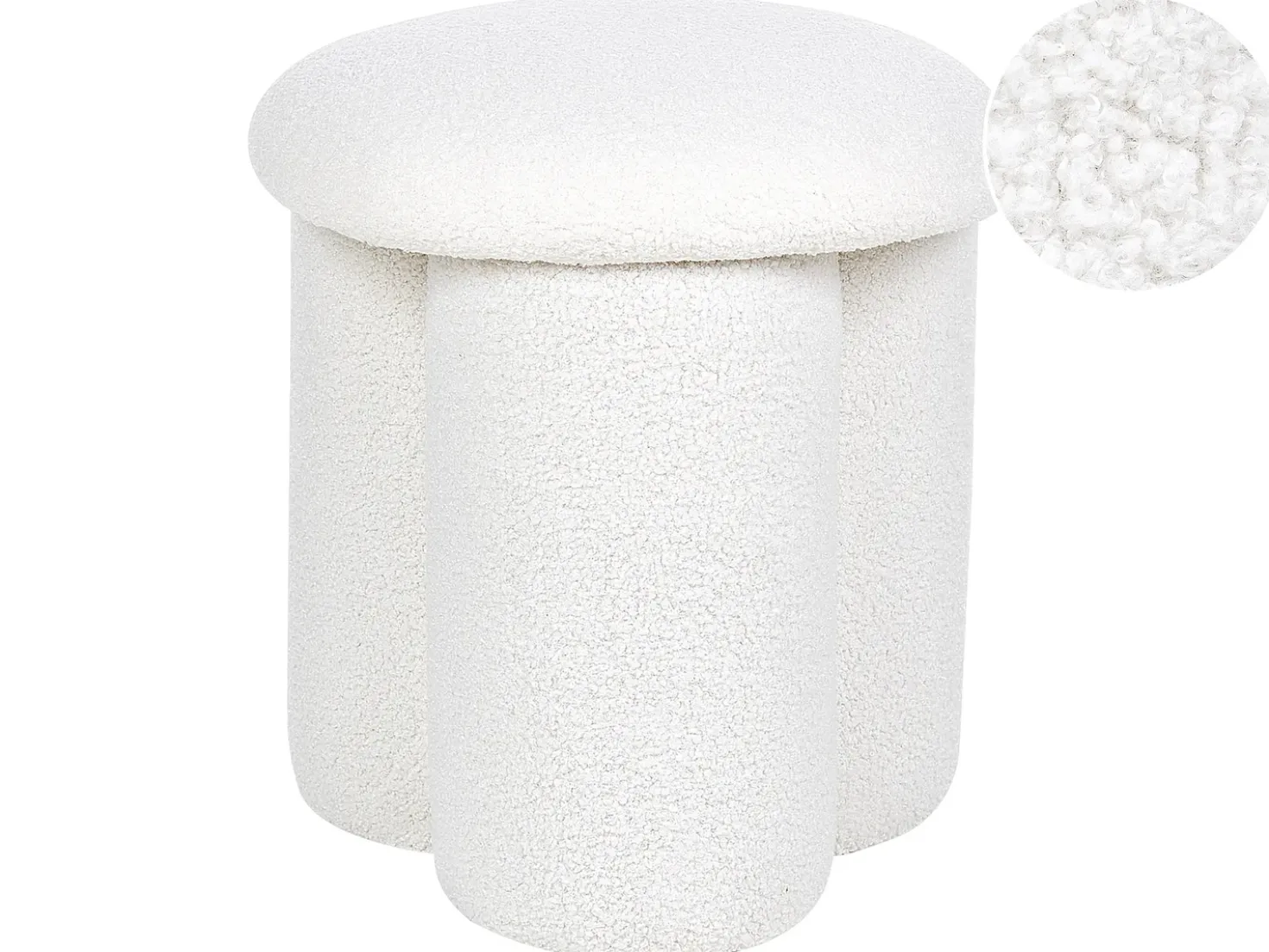 Pouf CARRINGTON Bouclé Bianco sporco