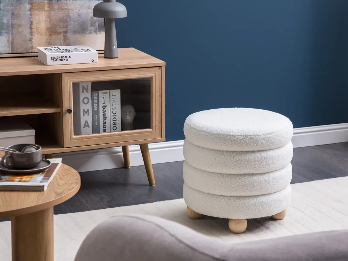 Pouf CHILLY Bouclé Bianco sporco