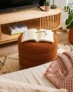 Pouf CHILLY Bouclé Marrone dorato
