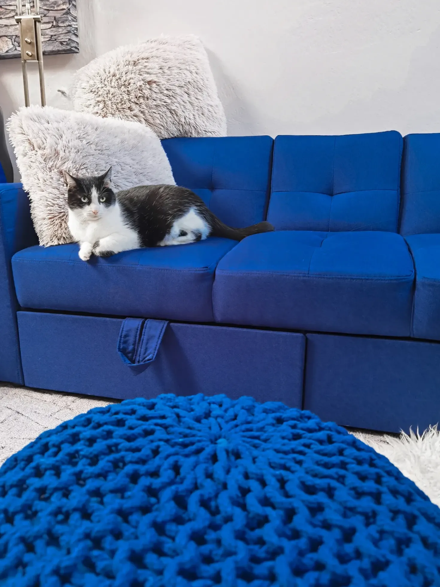 Pouf CONRAD Cotone Blu marino