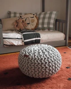 Pouf CONRAD Cotone Grigio chiaro