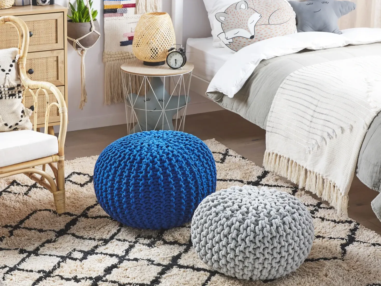 Pouf CONRAD Cotone Grigio chiaro