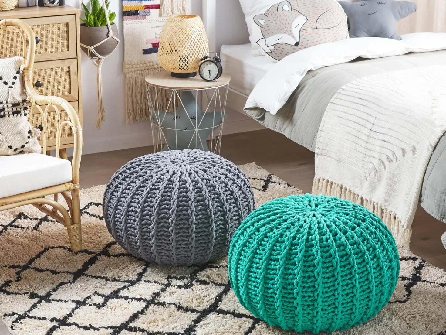 Pouf CONRAD Cotone Grigio scuro