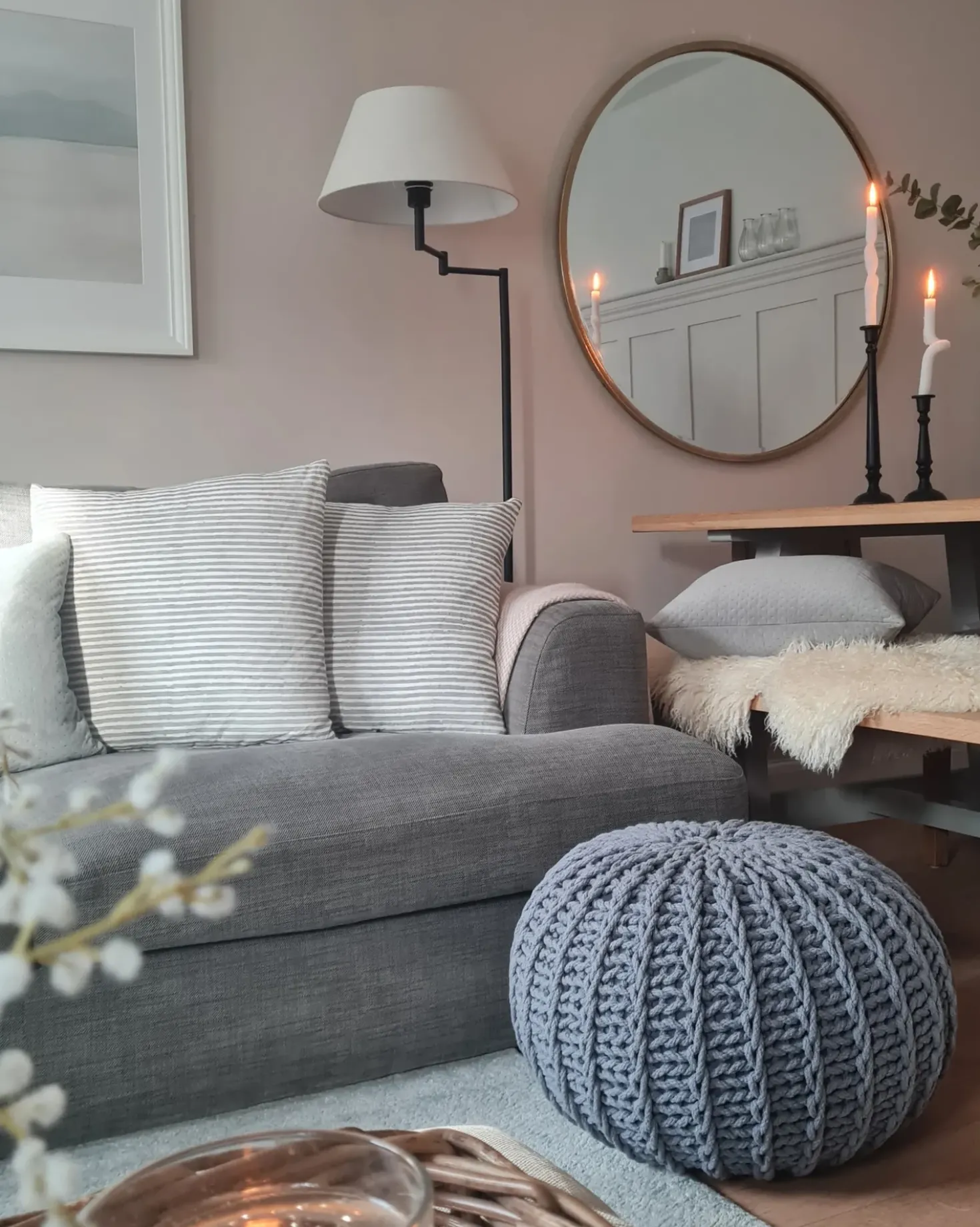 Pouf CONRAD Cotone Grigio scuro