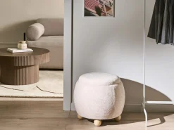 Pouf contenitore ANNABELLA Bouclé Beige chiaro