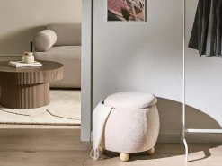 Pouf contenitore ANNABELLA Bouclé Beige chiaro