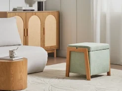 Pouf contenitore EDLAND Tessuto 45 cm 43 cm Verde chiaro