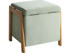 Pouf contenitore EDLAND Tessuto 45 cm 43 cm Verde chiaro