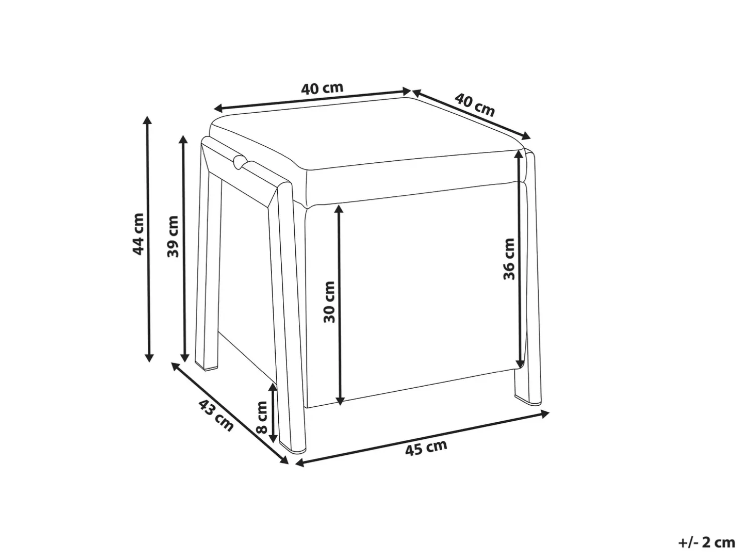 Pouf contenitore EDLAND Tessuto 45 cm 43 cm Nero