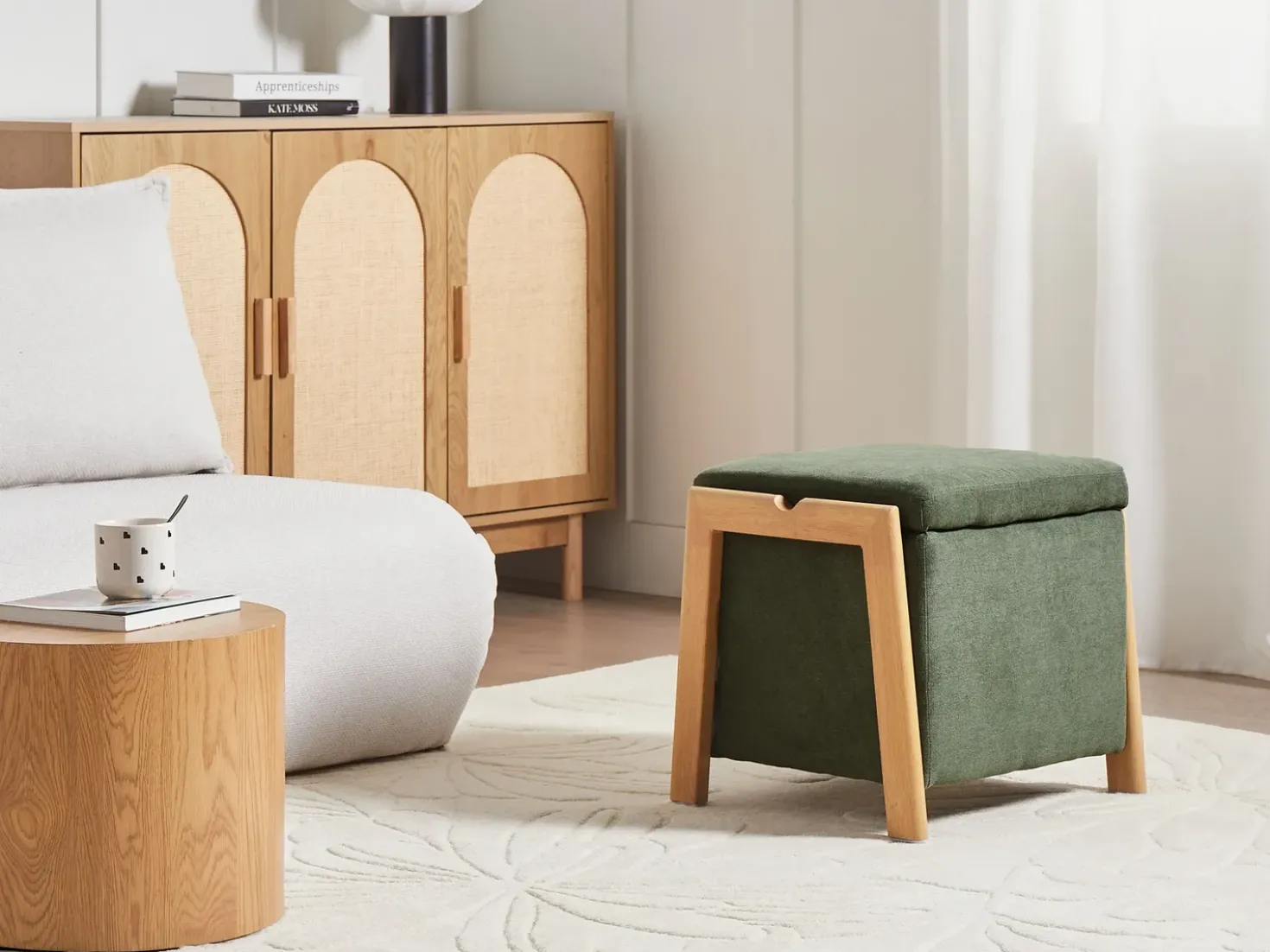Pouf contenitore EDLAND Tessuto 45 cm 43 cm Verde