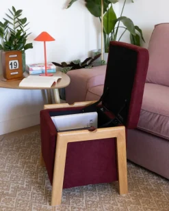 Pouf contenitore EDLAND Tessuto 45 cm 43 cm Bordeaux