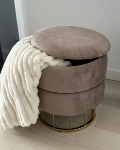 Pouf contenitore ELGIN Velluto Tortora