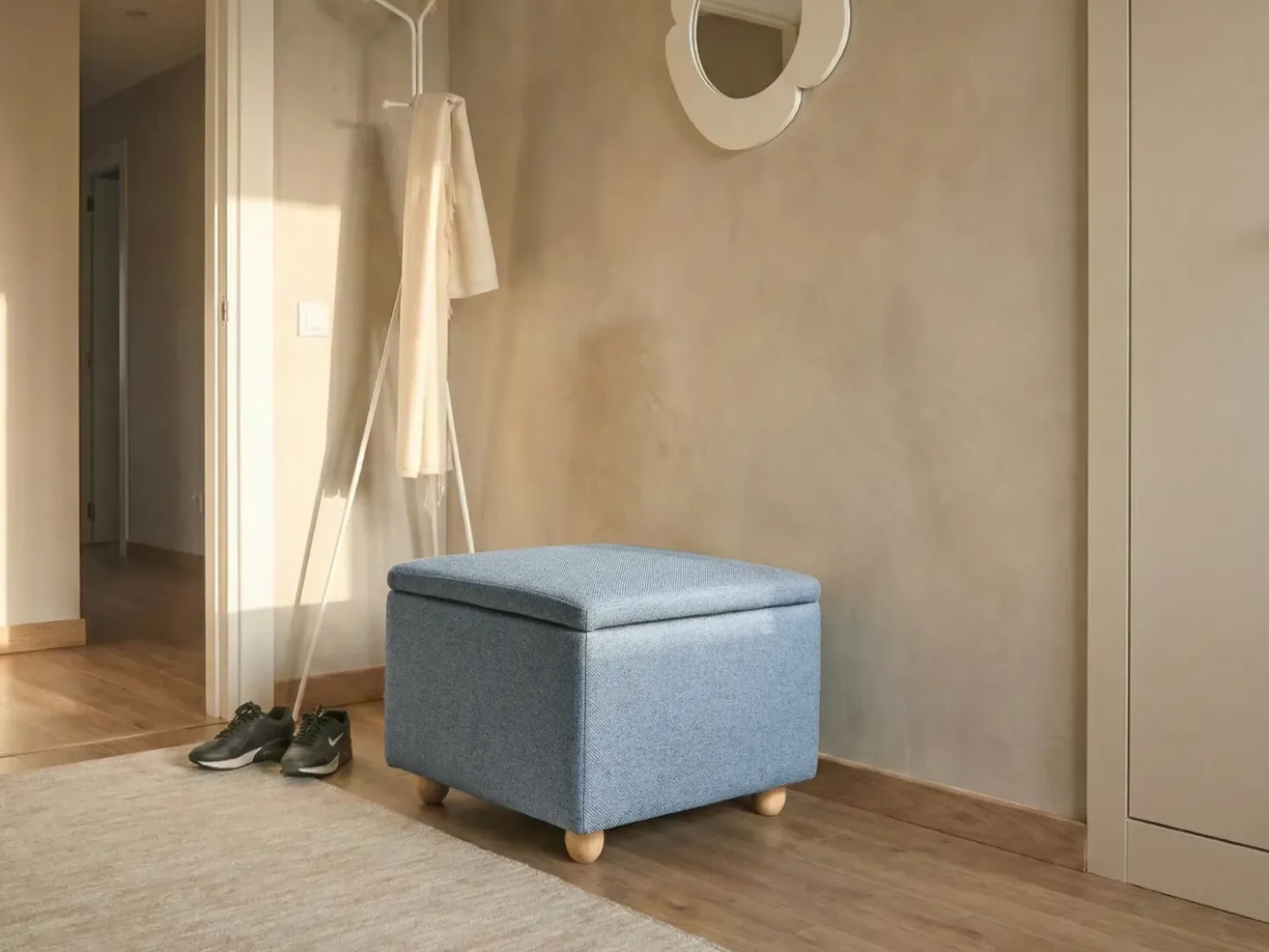 Pouf contenitore FERNDALE Tessuto Blu