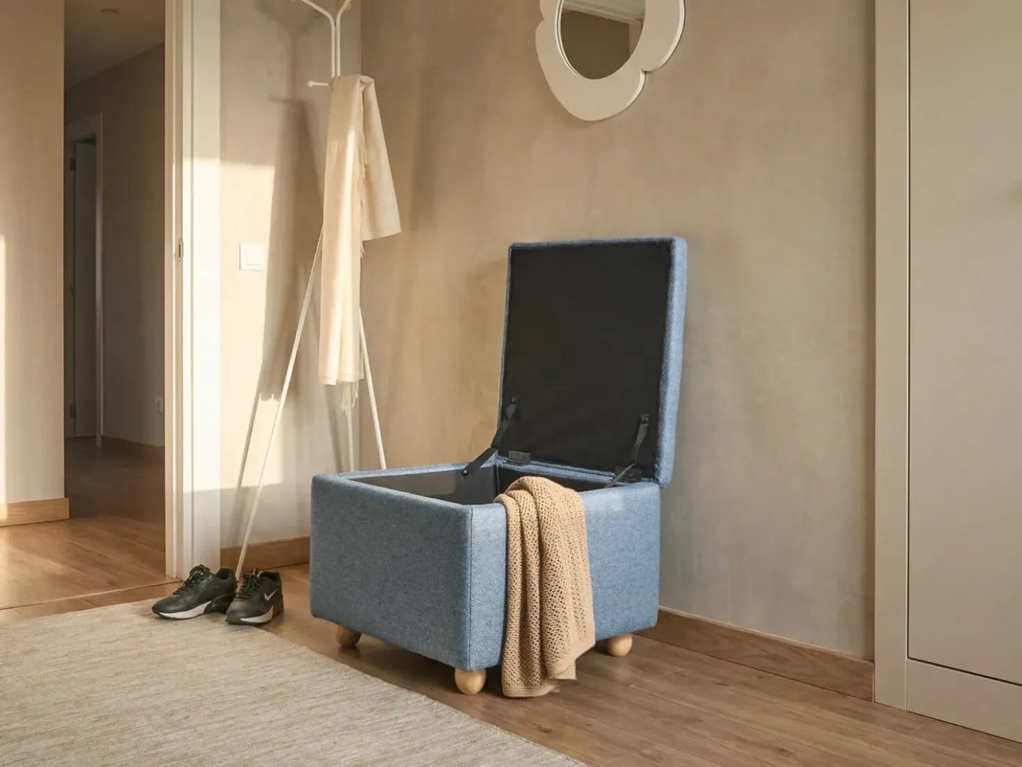 Pouf contenitore FERNDALE Tessuto Blu