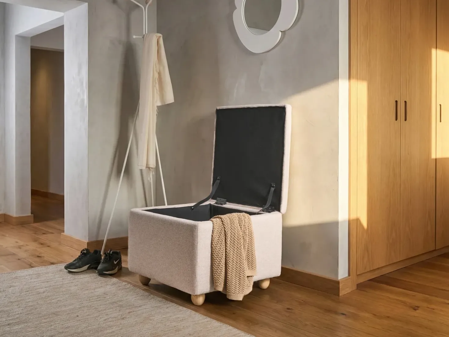 Pouf contenitore FERNDALE Tessuto Beige