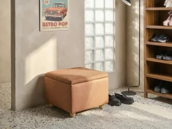 Pouf contenitore FERNDALE Tessuto Marrone dorato