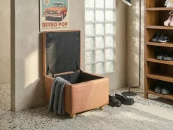 Pouf contenitore FERNDALE Tessuto Marrone dorato