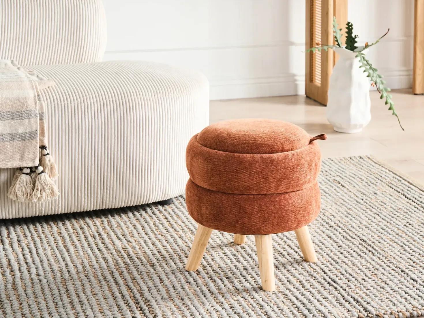Pouf contenitore HAWLEY Ciniglia Marrone dorato