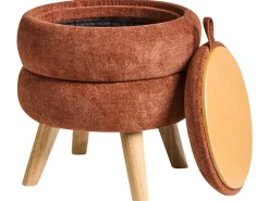 Pouf contenitore HAWLEY Ciniglia Marrone dorato