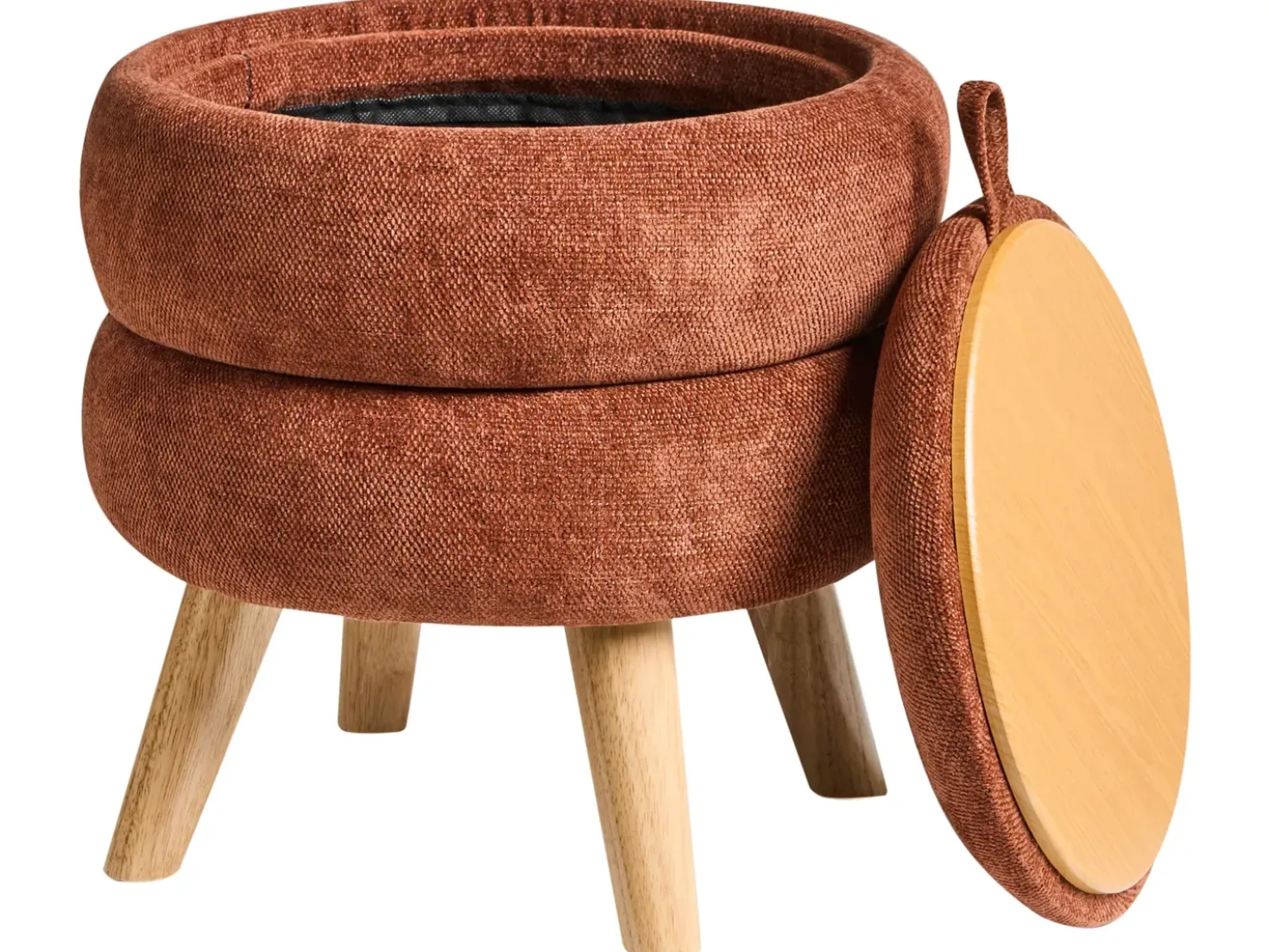 Pouf contenitore HAWLEY Ciniglia Marrone dorato