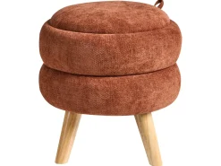Pouf contenitore HAWLEY Ciniglia Marrone dorato