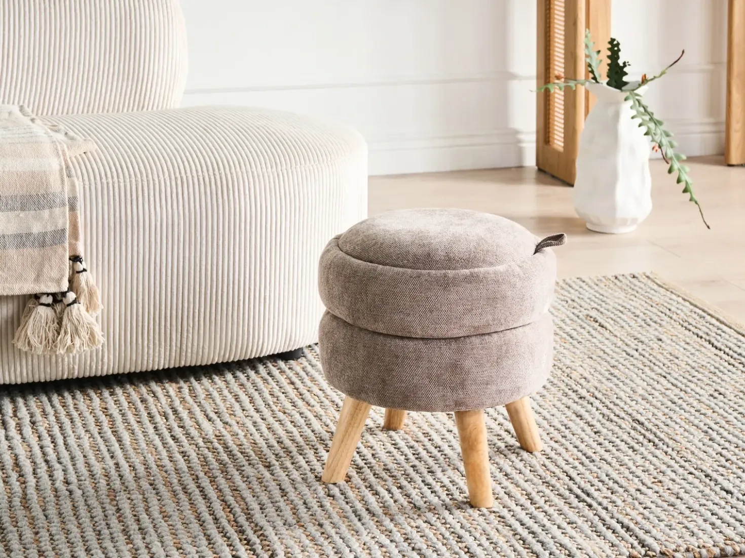 Pouf contenitore HAWLEY Ciniglia Tortora