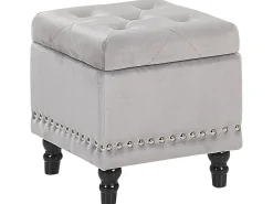 Pouf contenitore LORETTO Velluto Grigio chiaro