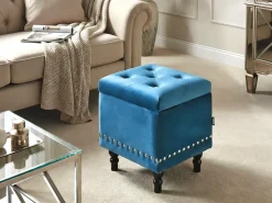 Pouf contenitore LORETTO Velluto Blu scuro