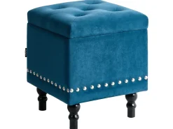 Pouf contenitore LORETTO Velluto Blu scuro