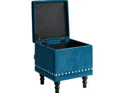 Pouf contenitore LORETTO Velluto Blu scuro