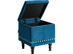 Pouf contenitore LORETTO Velluto Blu scuro