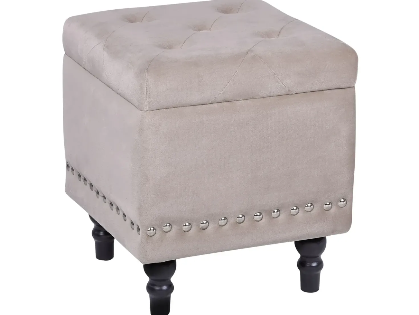 Pouf contenitore LORETTO Velluto Beige
